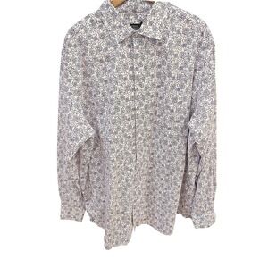 Rochester Dress Shirt Mens 18.5 38/39 White Floral Egyptian Cotton Non Iron